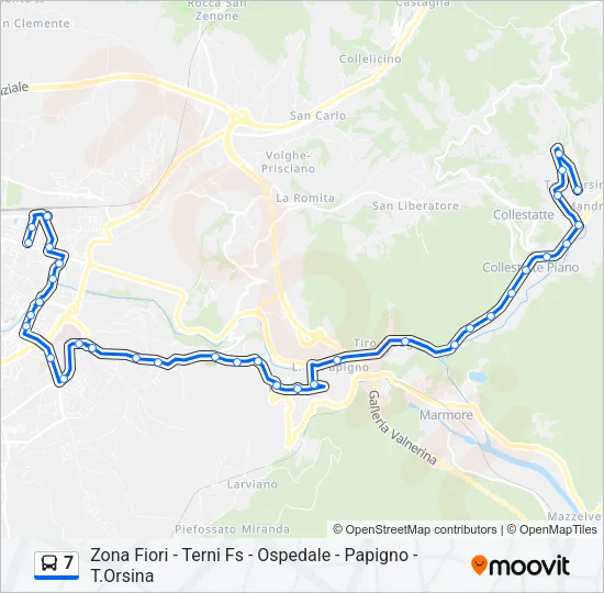 Percorso linea bus 7