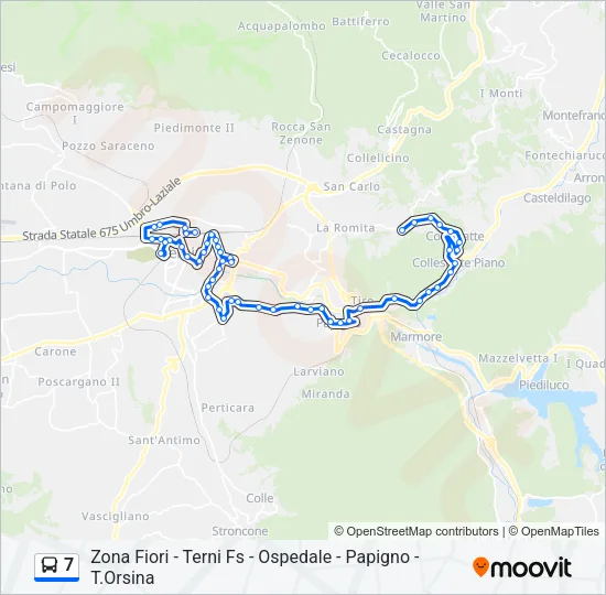 Percorso linea bus 7