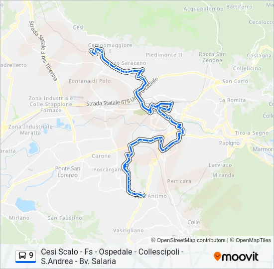 9 Bus Line Map