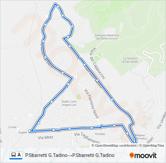 Percorso linea bus A
