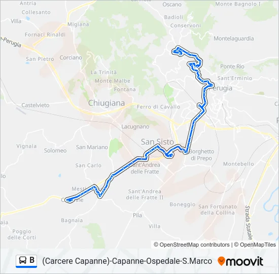 Percorso linea bus B