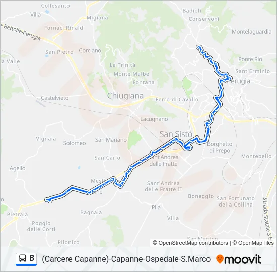 Percorso linea bus B