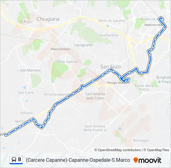 Percorso linea bus B