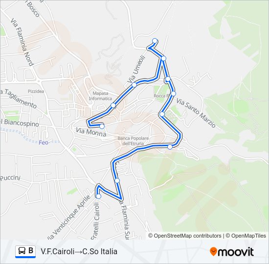 B Bus Line Map