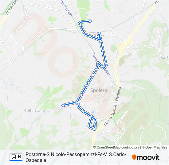 Percorso linea bus B