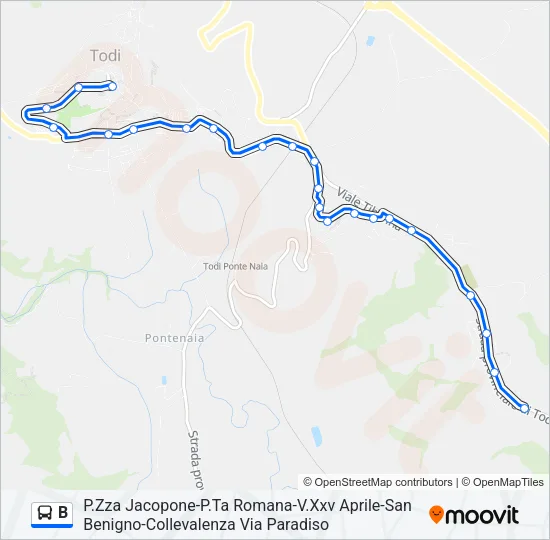 Percorso linea bus B