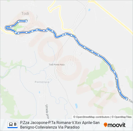 Percorso linea bus B