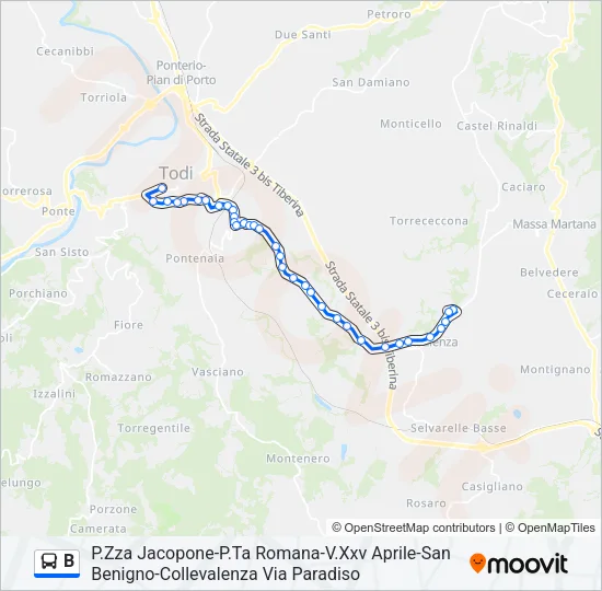 B Bus Line Map