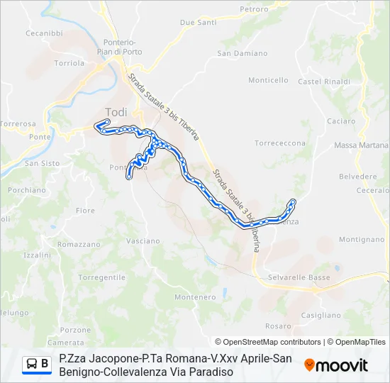 Percorso linea bus B