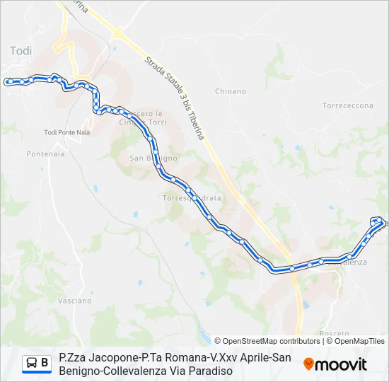 B Bus Line Map