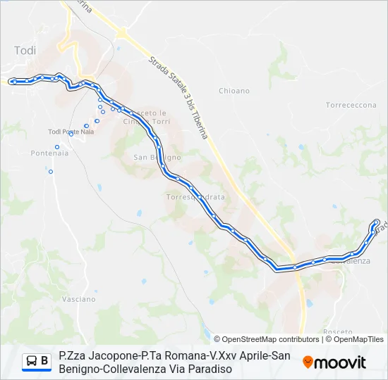 Percorso linea bus B