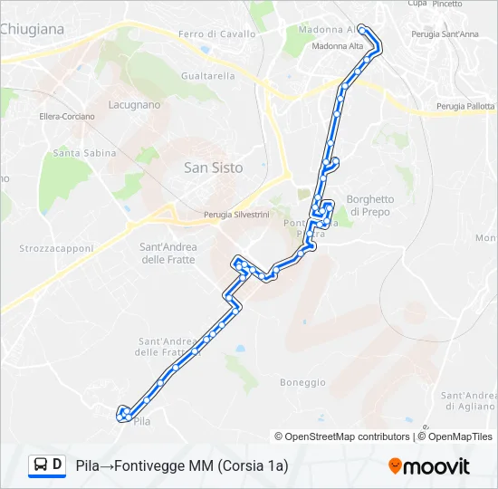 Percorso linea bus D