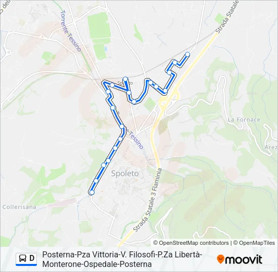 Percorso linea bus D