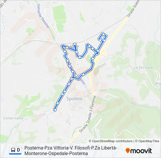 Percorso linea bus D