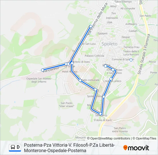 Percorso linea bus D