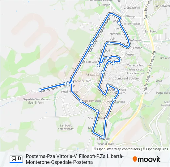 Percorso linea bus D