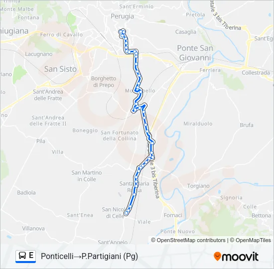 Percorso linea bus E