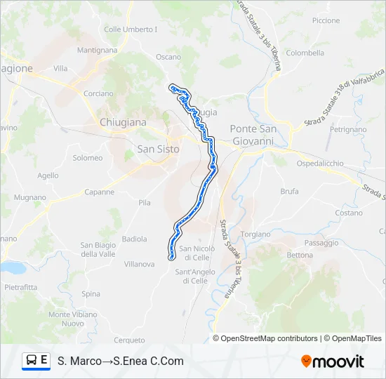 Percorso linea bus E