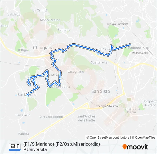 Percorso linea bus F