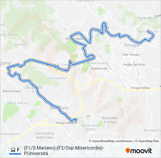 Percorso linea bus F