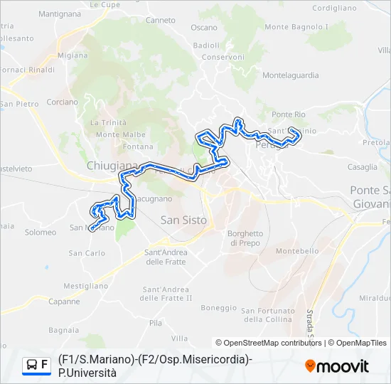 Percorso linea bus F