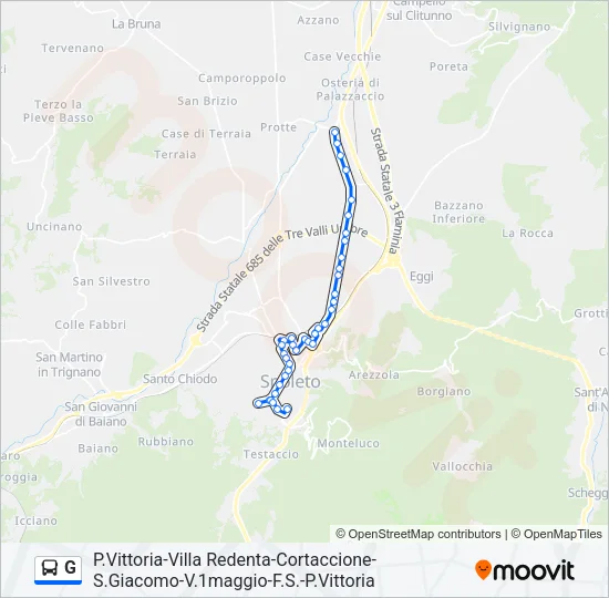 Percorso linea bus G
