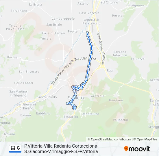 Percorso linea bus G