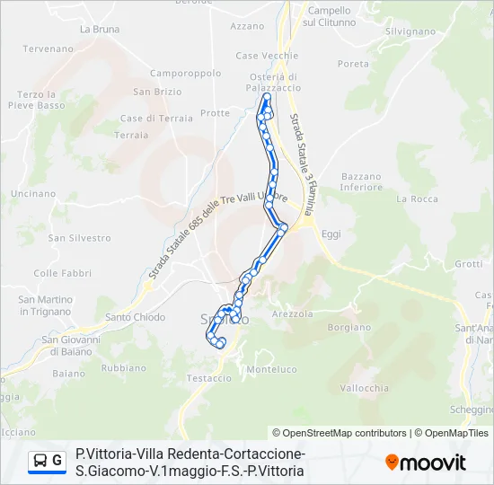 Percorso linea bus G