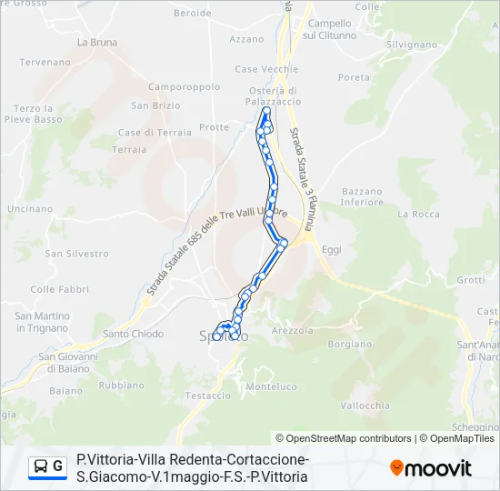 Percorso linea bus G