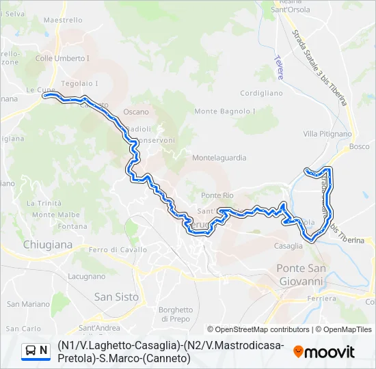 N Bus Line Map