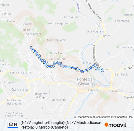 N Bus Line Map