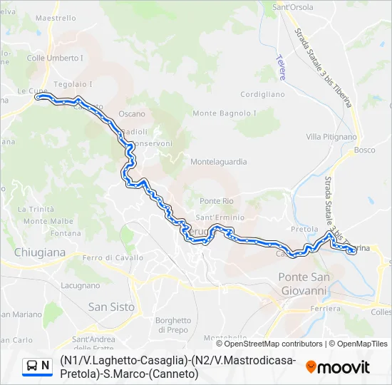 N Bus Line Map