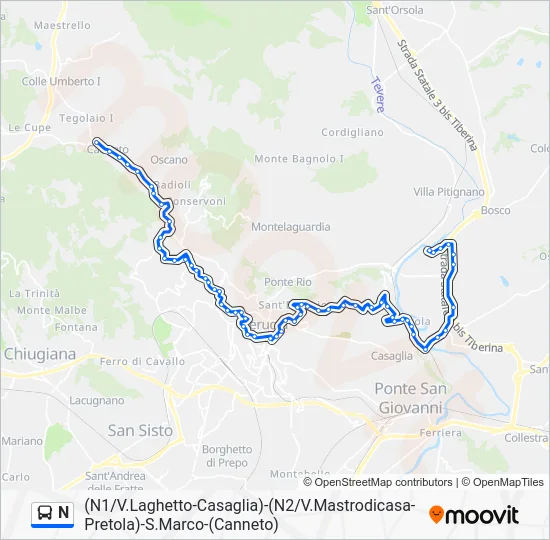 N Bus Line Map