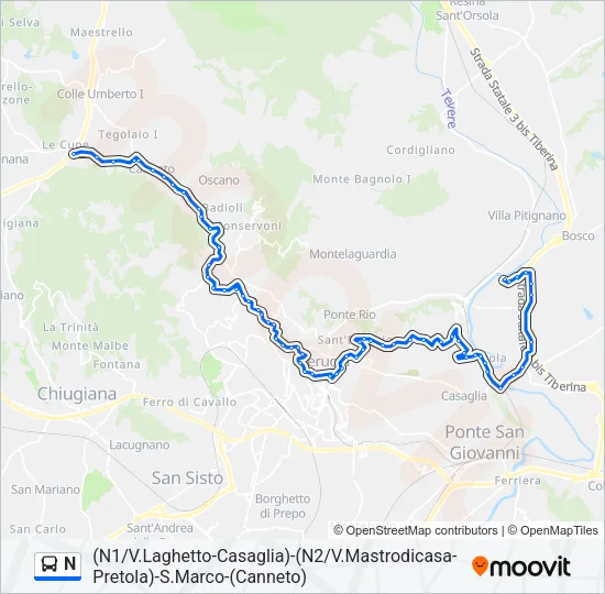 N Bus Line Map