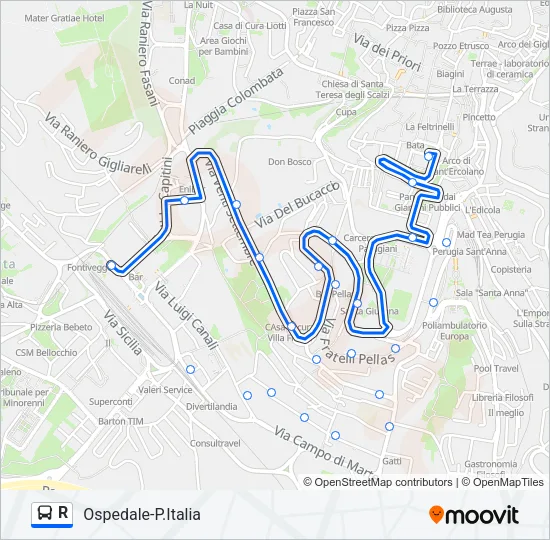 R Bus Line Map