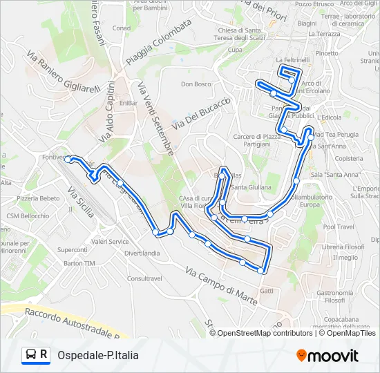 R Bus Line Map
