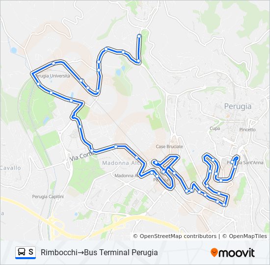 Percorso linea bus S