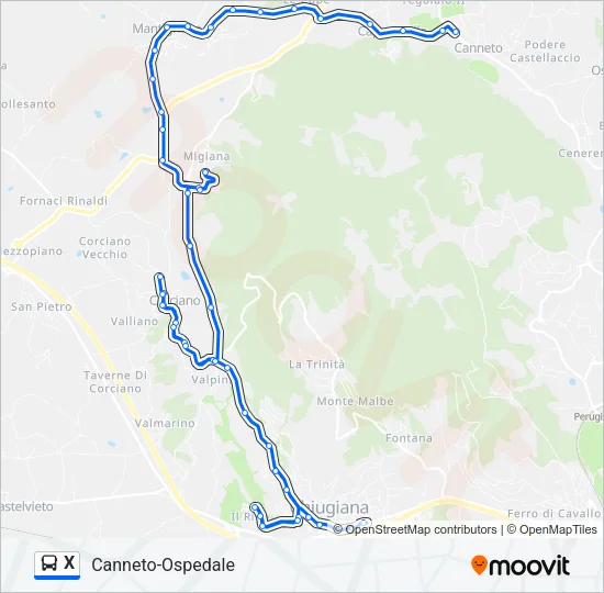 X Bus Line Map