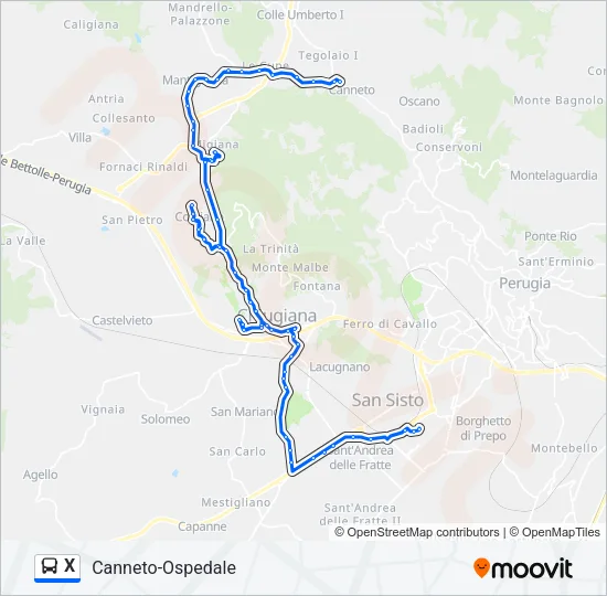 X Bus Line Map