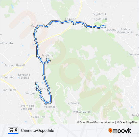 X Bus Line Map