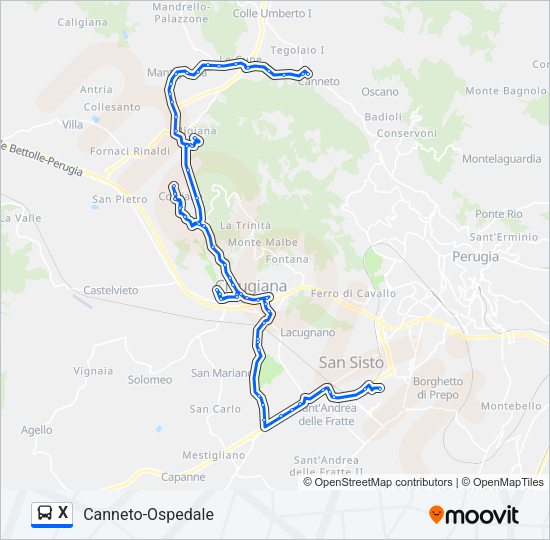 X Bus Line Map