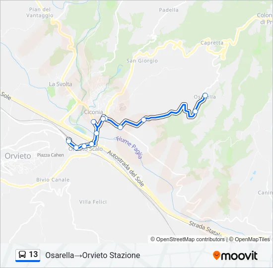 Percorso linea bus 13