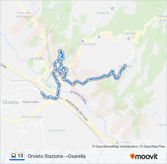 Percorso linea bus 13