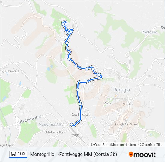102 Bus Line Map