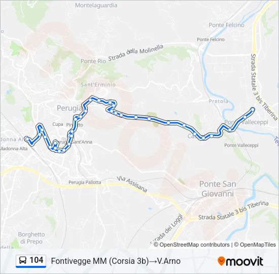 104 Bus Line Map