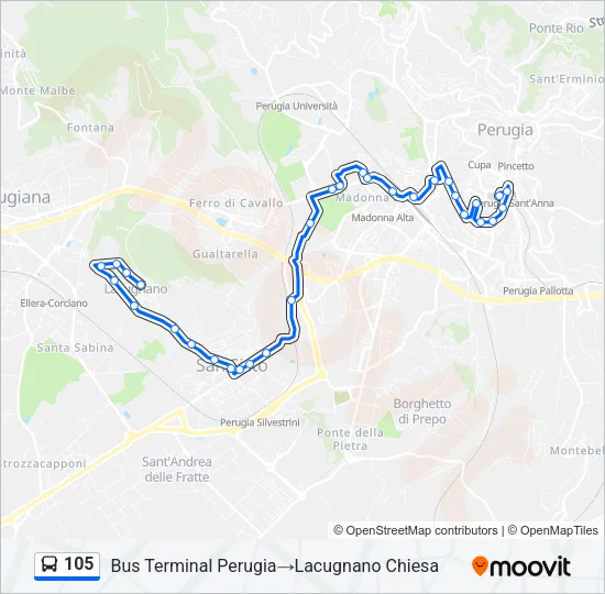 105 Bus Line Map