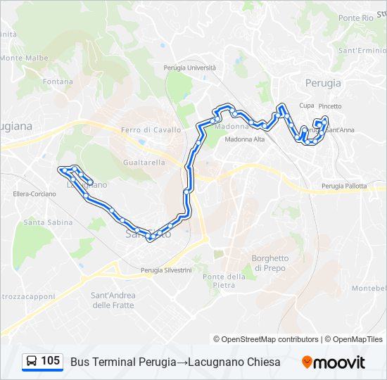105 bus Line Map