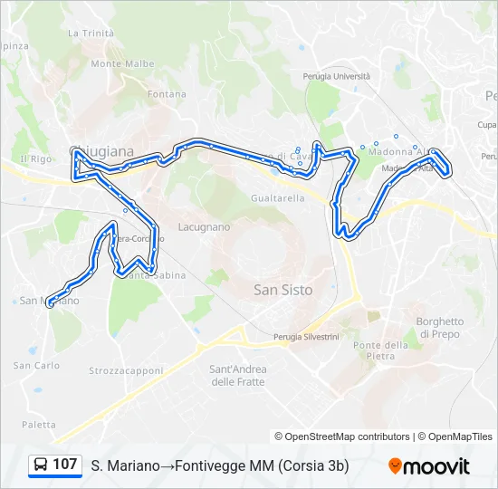 107 Bus Line Map