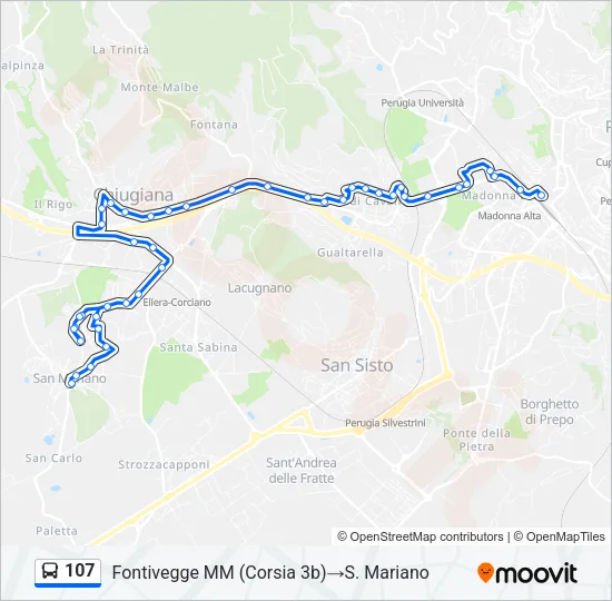 107 Bus Line Map