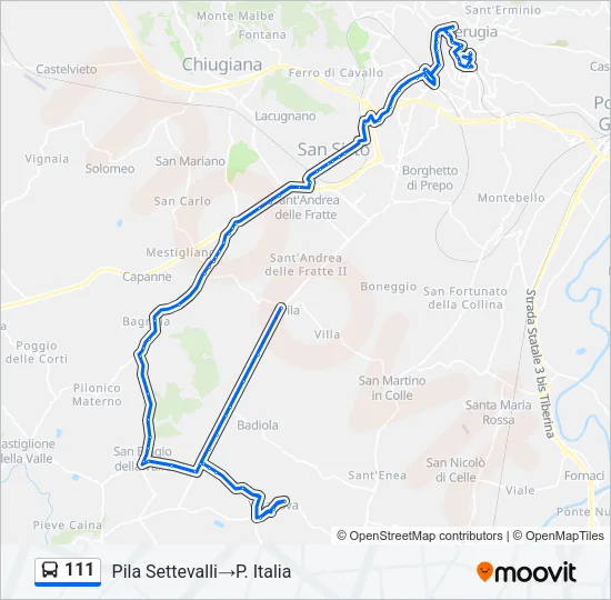 111 Bus Line Map